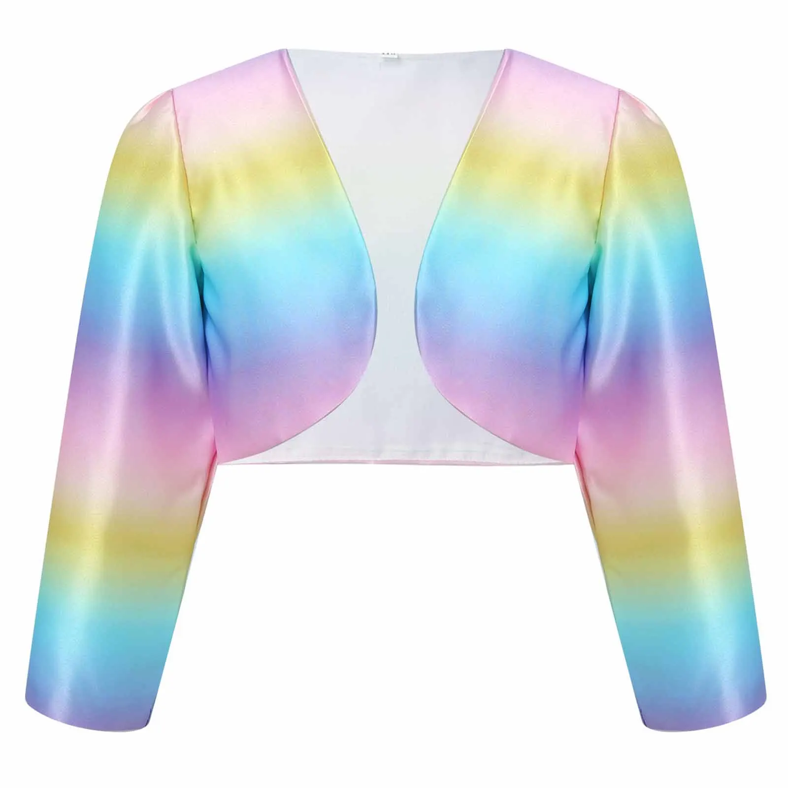 Cappotto corto da bambina per bambini con mantello caldo Costume di Halloween manica lunga sfumato stampa arcobaleno mantello per abito da principessa per feste