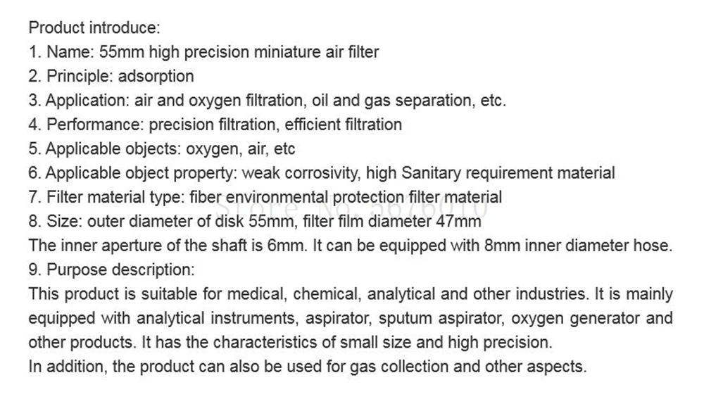 Imagem -06 - Universal Filtro de Gás para Aspirador Co2 Analisador de Gás Micro Bomba de Vácuo Escarro Aspirador Oxygenerator Filtragem de ar 10 Peças 55 mm