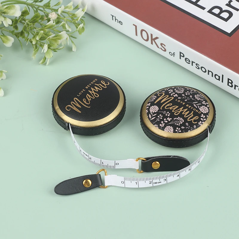 1.5m Portable Retractable Vintage PU Leather Mini Tape Nostalgia Measure Ruler Retro Sewing Centimeter Inch Roll Tape