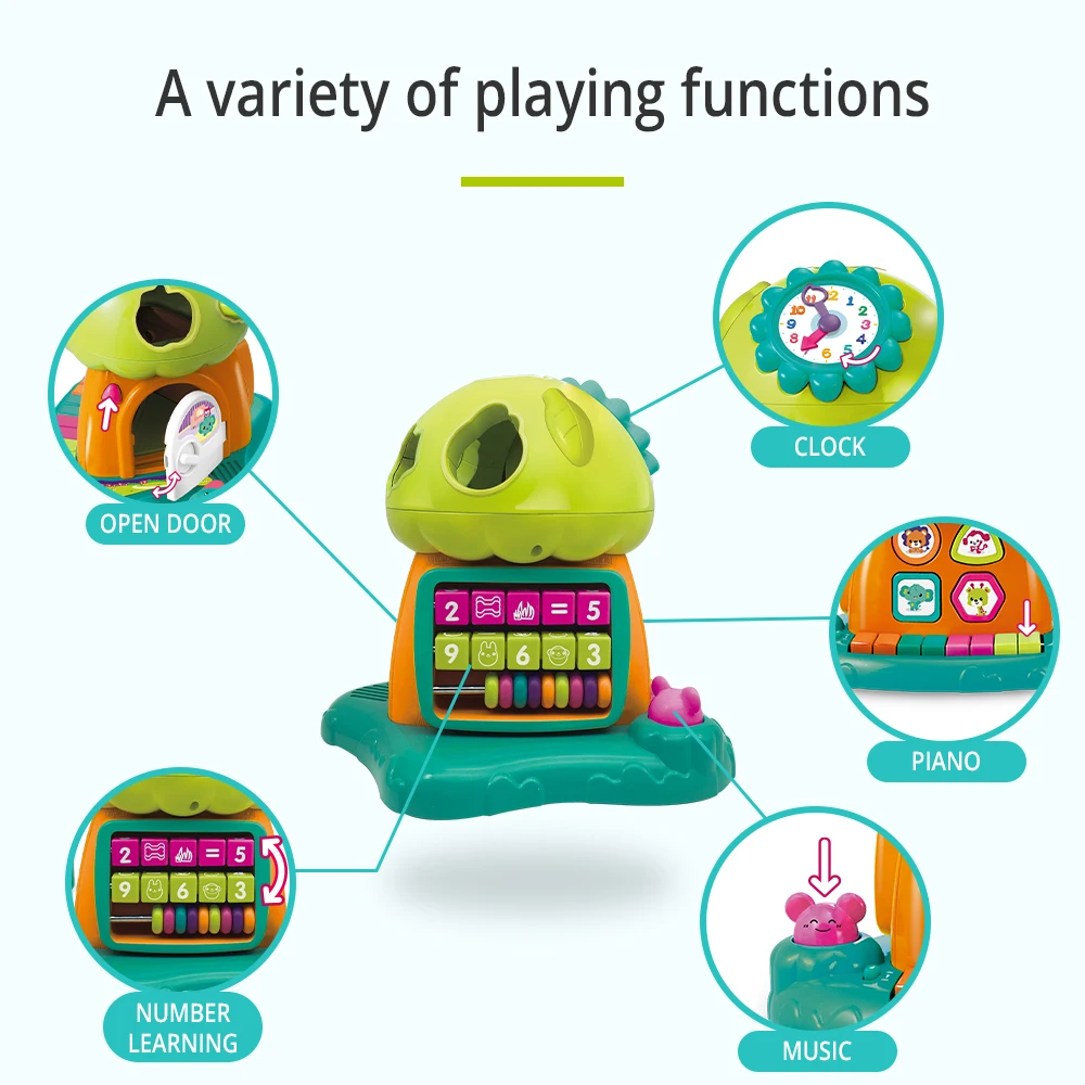 Auby multifuncional classificar & aprender treehouse com música desenvolver inteligência auditiva visão brinquedo educacional para infantil 9m +