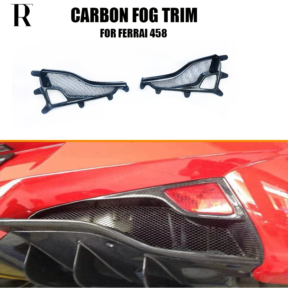 Real Carbon Fiber Rear Fog Frame Cover For Ferrari 458 Italia Spider Base Coupe 2011 - 2016