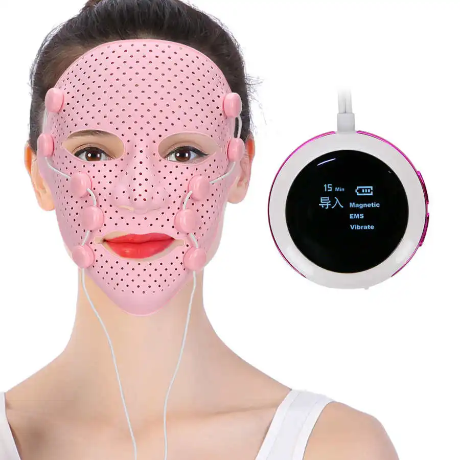 Maschera di bellezza per massaggio elettrico Maschera in silicone 3D EMS Massaggiatore per digitopressione facciale vibrante Chin Guancia Lifting Dispositivo di bellezza per la cura della pelle antirughe