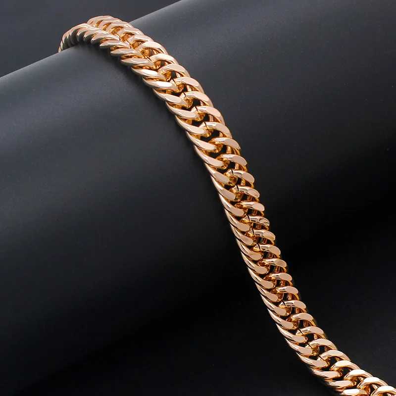 

Anietna 585 Rose Gold 11mm 60cm Wide Gold Cuban Chain Classic Choker High Quality Necklace for Women/Men Wholesale collar