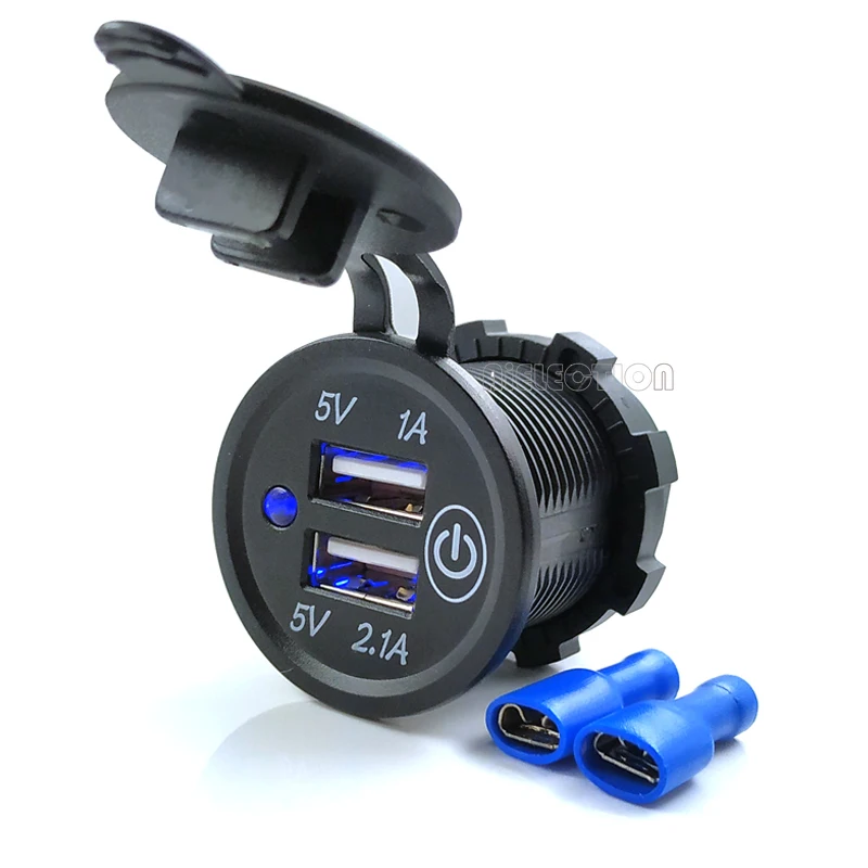 DIY USB Charger 3.1A 12V/24V USB Power Outlet Waterproof Car Charger with Switch for Car RV ATV Boat Marine Motorcycle Mobile