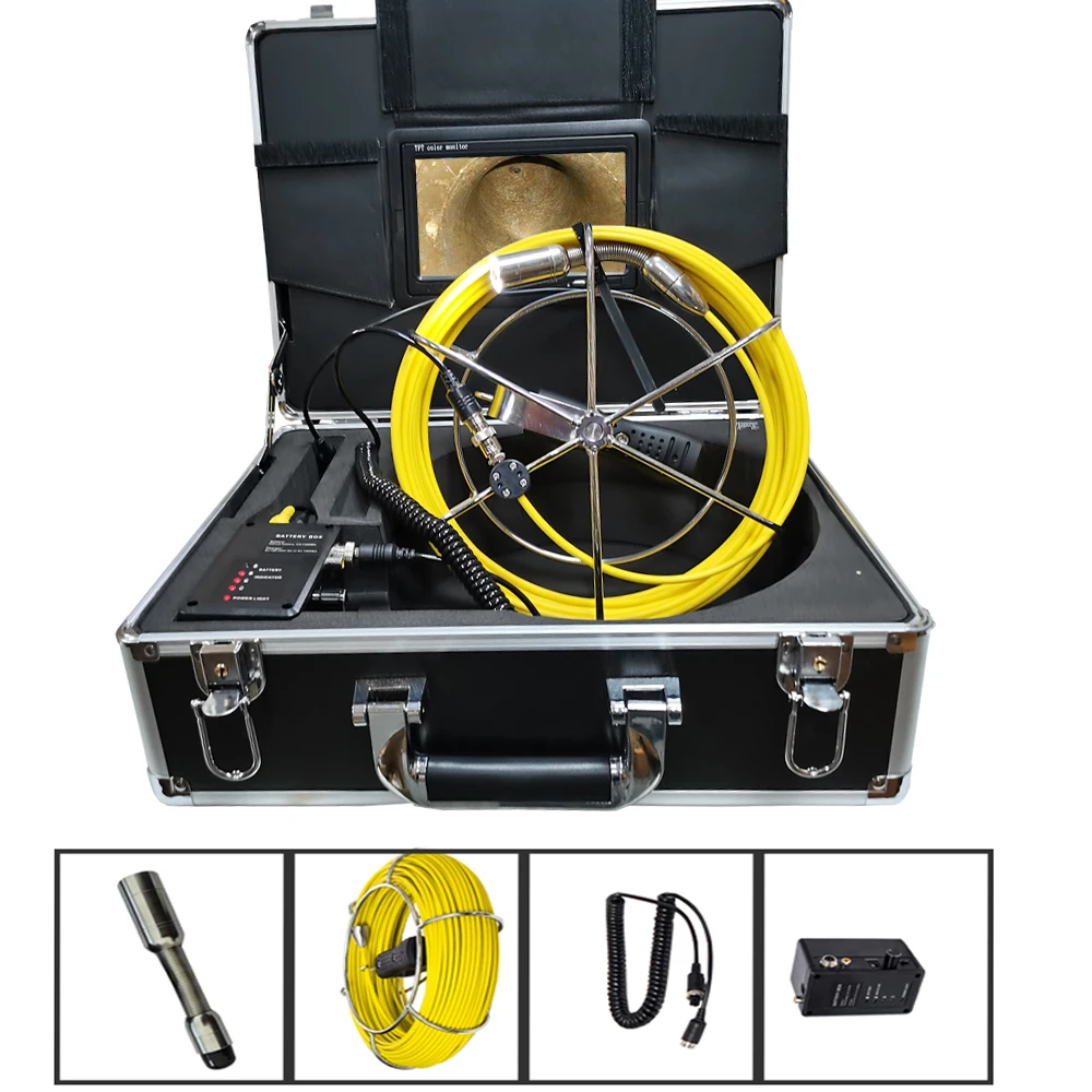 

23mm 7inch IP68 Waterproof Pipe Drain Industrial Endoscope Sewer Inspection Camera System With DVR Video Recording 20-50m Cable