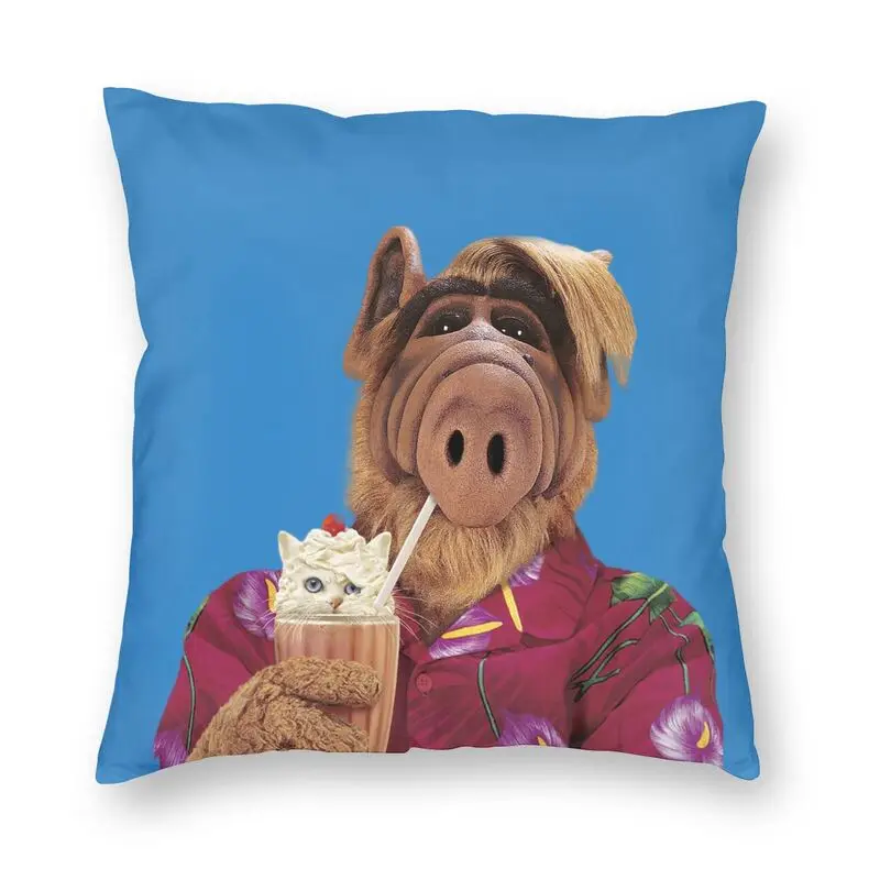 Funny Alf Meme Square Pillow Cover Home Decorative Alien Life Form Sci Fi Tv Show Cushion Cover Throw Pillow for Living Room