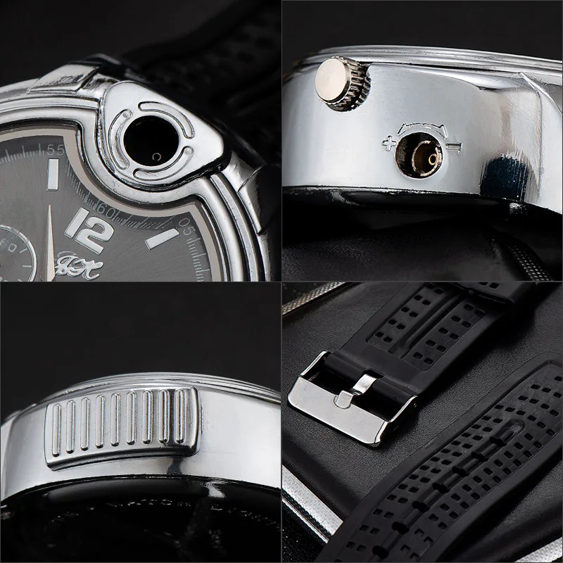 Unusual Creative Men\'s Sports Open Flame Watch Lighter Metal Open Flame Gas Lighter Smoking Accessories Gadgets For Men