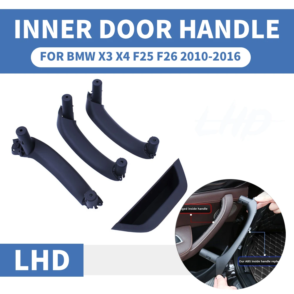 

LHD RHD 4PCS Black Car Front Rear Left / Right Interior Door Handle Inner Panel Pull Trim Cover For BMW X3 X4 F25 F26 2010-2017