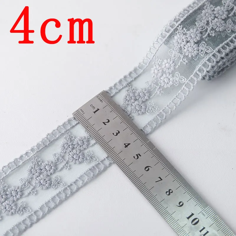 Cintas de encaje de 4cm de ancho para manualidades, tela de tul de costura hueca para el pelo del lazo, bordado de flores decorativo Diy, Material