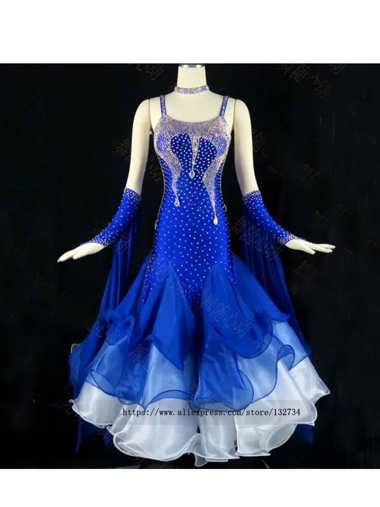 Novos fantasias de salão de baile padrão, vestido de dança de baile valsa, vestido de flamingo, roupa de dança