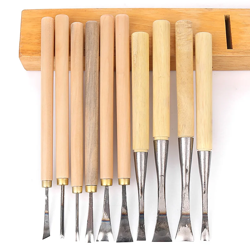 10pcs/lot Hand Wood Carving Knives Tools General Details Root Chisel Made Ground By Hand