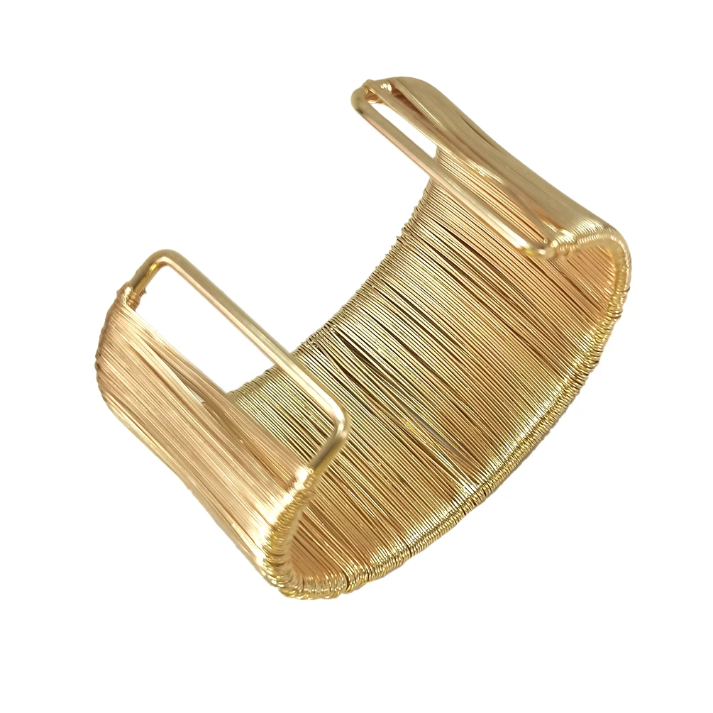 MANILA Layered Wire Cuff Bracelets Bangles Gold Color Wide Statement African Bangles Jewelry Handmade Dubai Accessories