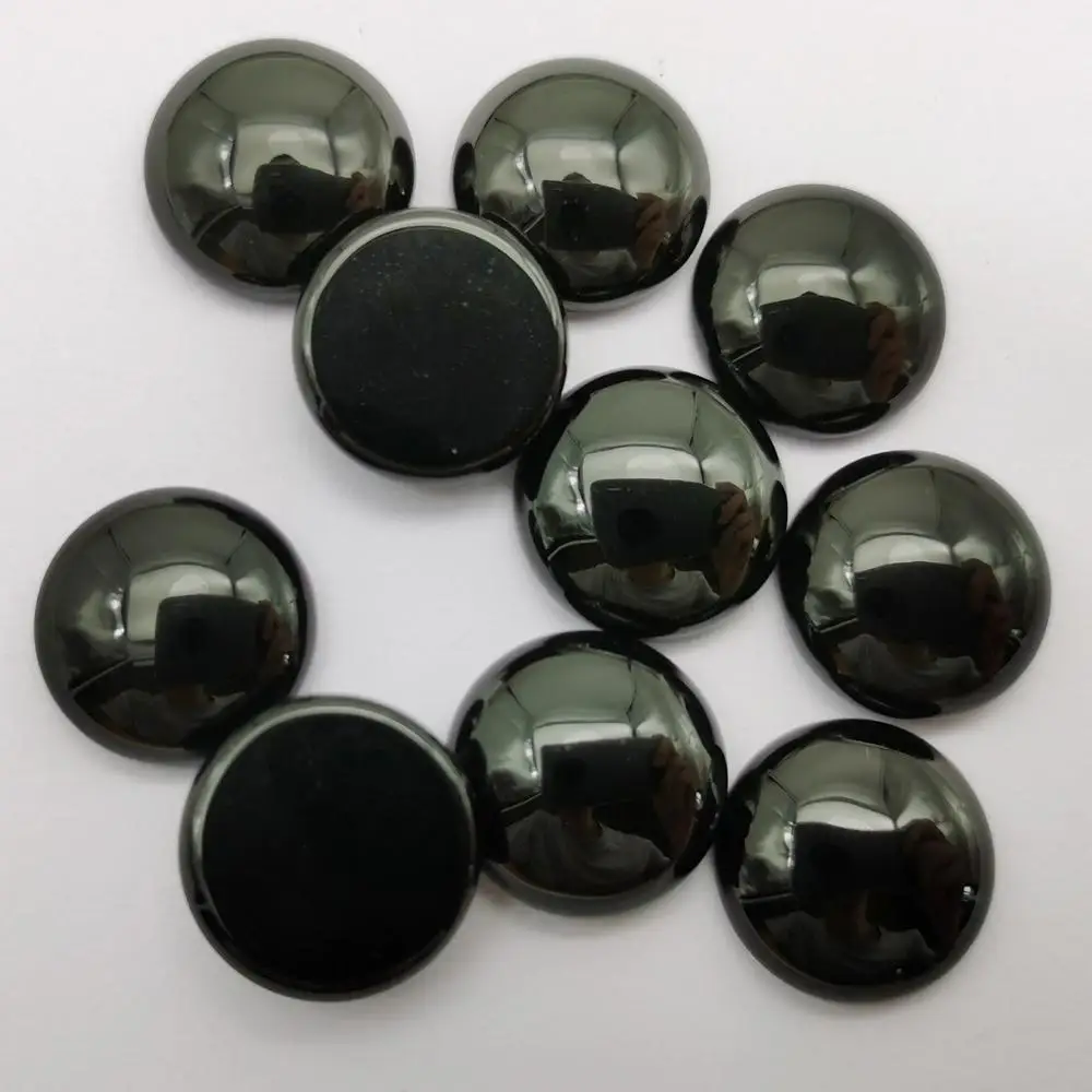 16MM Black Agate Stone Round CAB GEM Cabochon Jewelry Bead (10 pcs/lot) H237