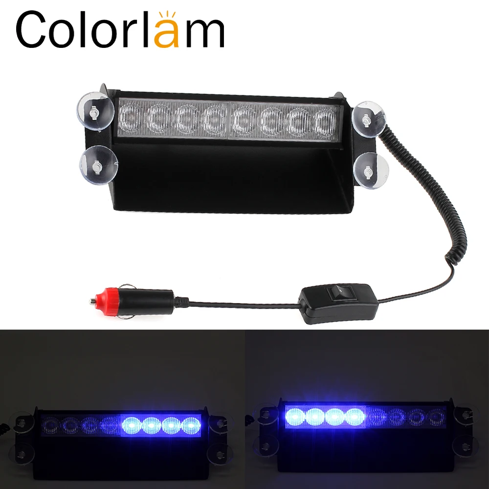 Colorlam 12V 8LED Multi Flashing Modes Emergency Flasher Strobe Warning Light Day Running Light for Car Truck Ambulance