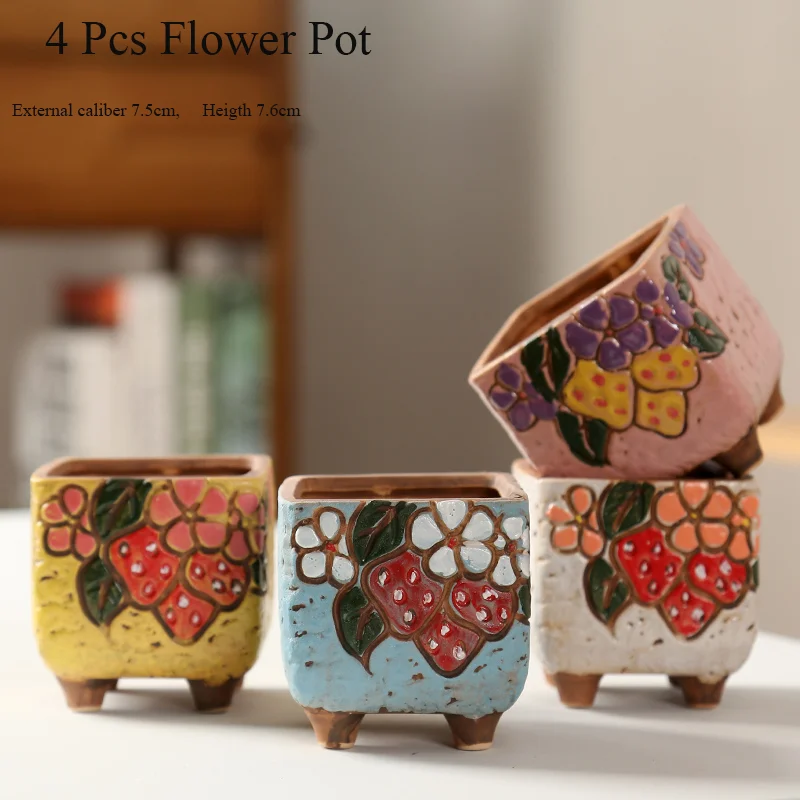 

Square Flower Pot Succulent Cactus Pot Plant Garden Ceramic Planter Strawberry Mini Pots Outdoor Garden Home Decor