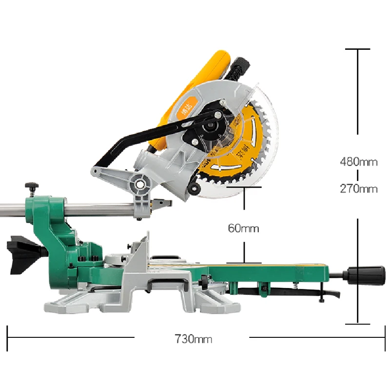 J1G-ZP-190 7-Inch Woodworking Chainsaw With Extended Rail 220V Multi-Function Miter Saw Bevel 45 Degrees 1500W