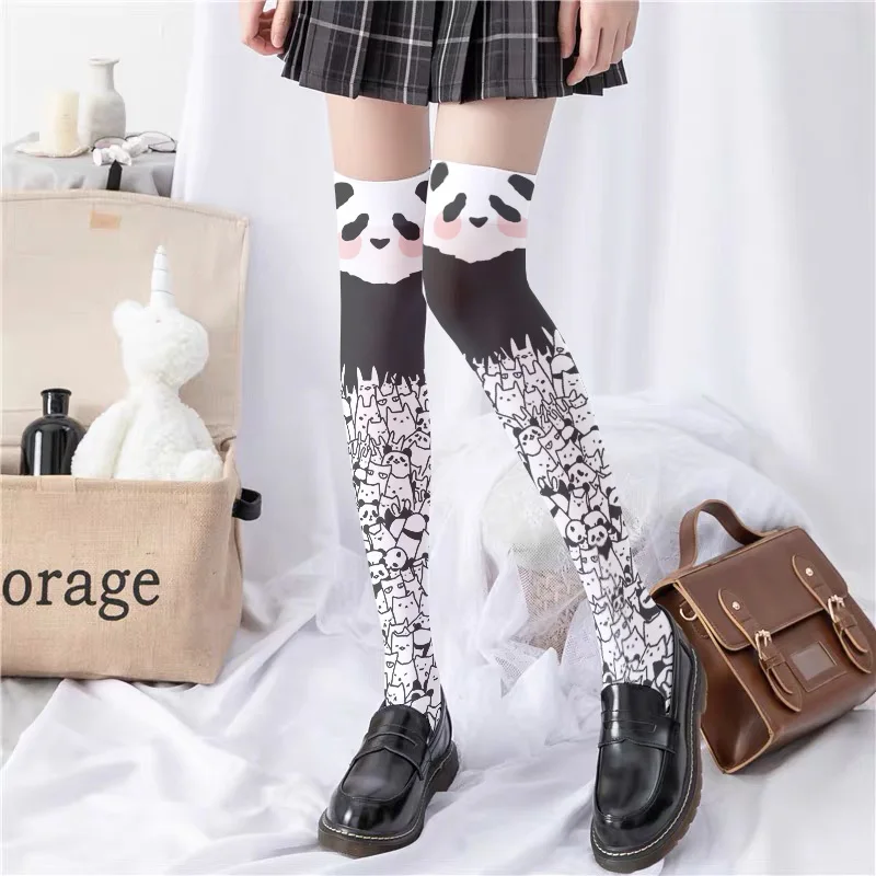 Calze Panda carine calze alte sopra il ginocchio calze lunghe Sexy da donna per ragazze Kawaii Cartoon Cosplay calze adorabili