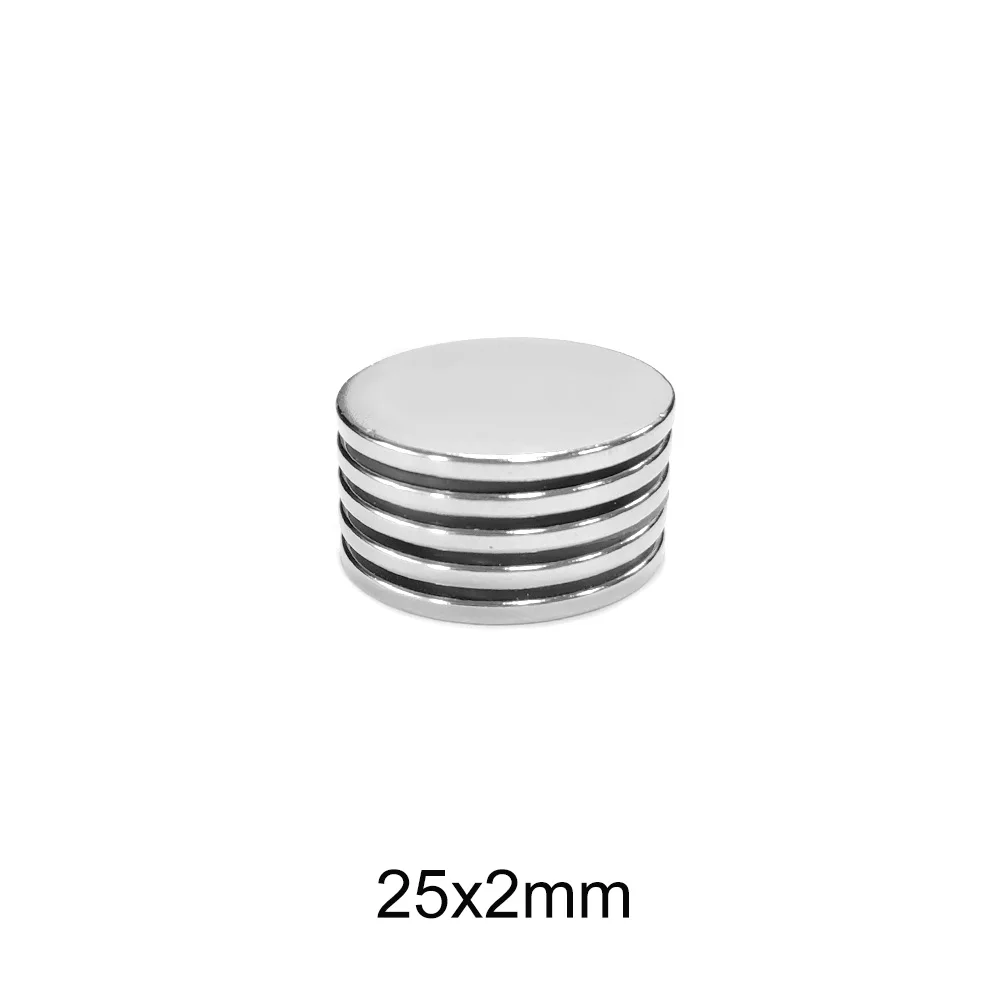 5/10/20//30/50PCS 25x2 Round Powerful Magnetic Magnet 25mmx2mm Sheet Neodymium Magnet 25x2mm Permanent NdFeB Strong Magnets 25*2