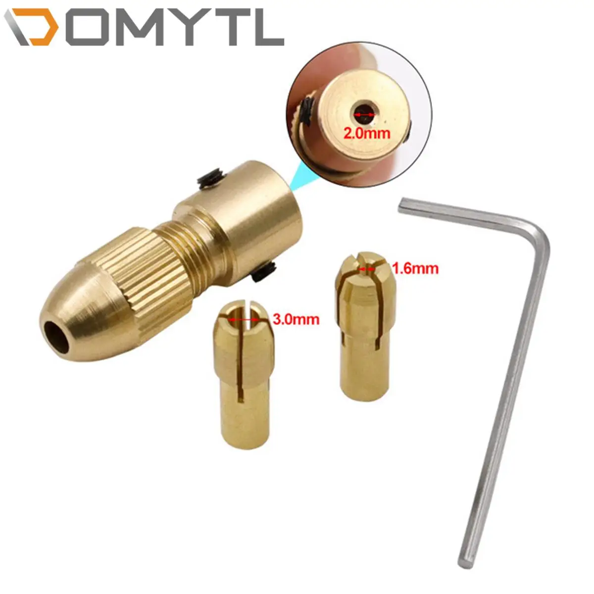 3pcs Woodworking Brass Miniature Electric Drill Self-tightening Drill Chuck Home DIY Tool Accessories