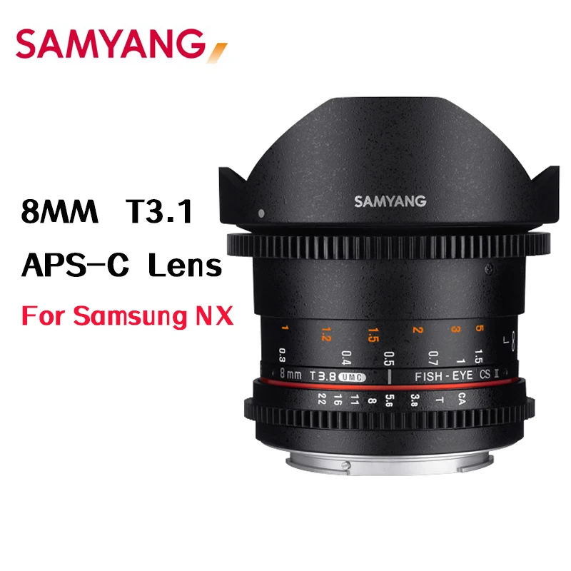 

Samyang 8mm T3.8 Cine Lens Half-frame Micro Single Fixed Focus Movie Video Manual VDSLR lenses For Samsung Camera