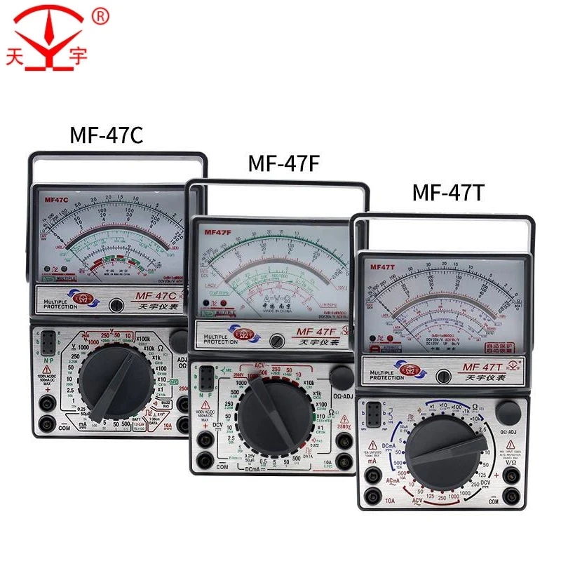 MF47C MF47F MF47T Voltage Current Tester Resistance Analog Display Pointer Multimeter DC/AC Inductance Meter with Carrying case