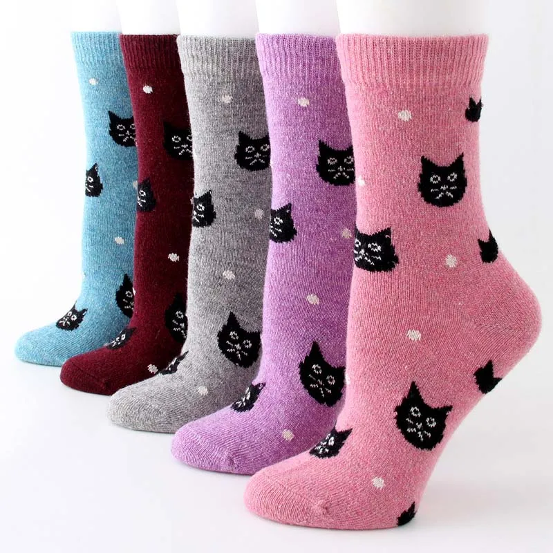 DaiShana-Chaussettes mignonnes en laine pour femmes, nouveau style japonais, chat coréen, Harajuku, Kawaii, épaissir, automne, hiver, 1 paire