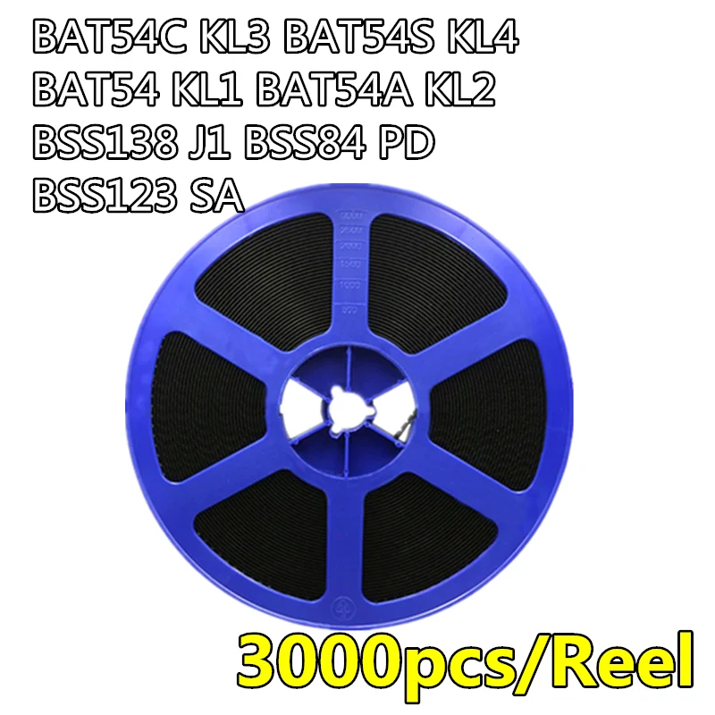 

3000pcs/Reel BAT54C KL3 BAT54S KL4 BAT54 KL1 BAT54A KL2 BSS138 J1 BSS84 PD BSS123 SA Schottky diode SOT23