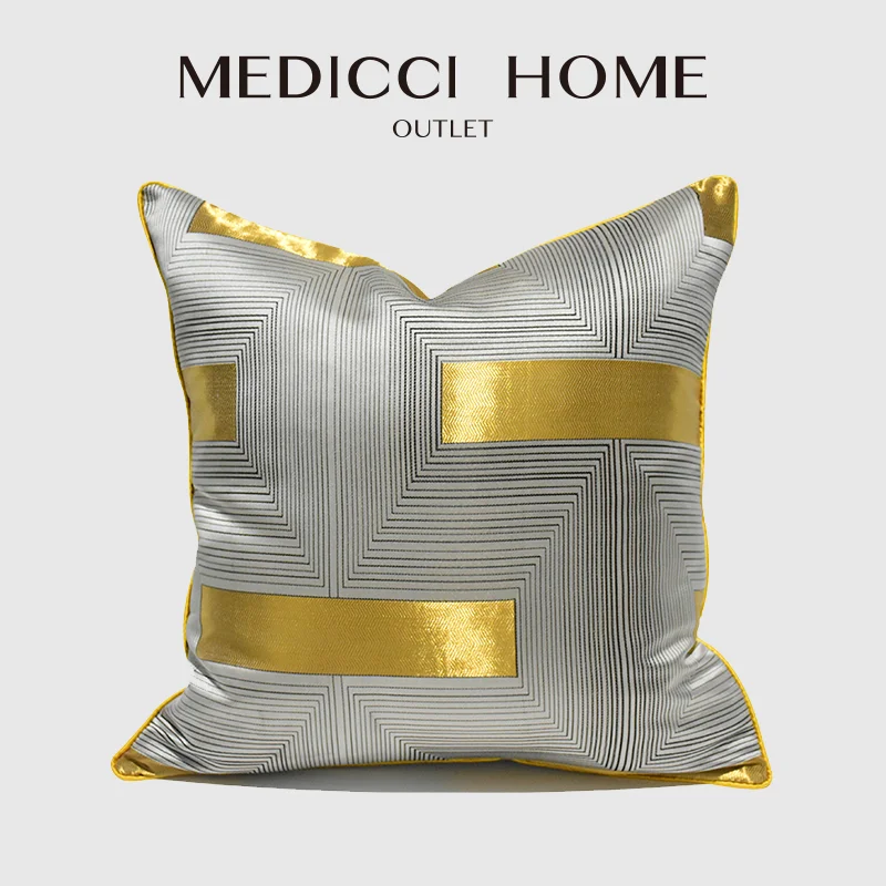 

Medicci Home Отличительный стиль Чехлы для подушек Черный Серый Золотой Геометрический узор Роскошные наволочки Современная обивка