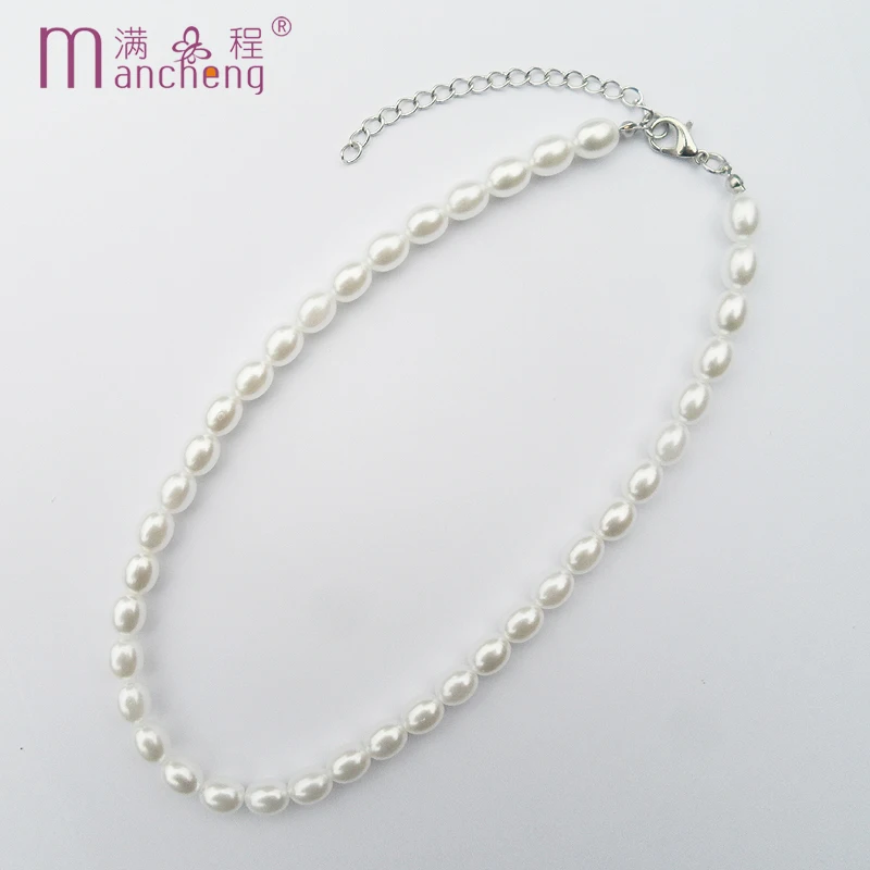 Simple White Oval Imitation pearl beads Choker necklaces women girl Chain stand Pearl necklace choker for birthday gift