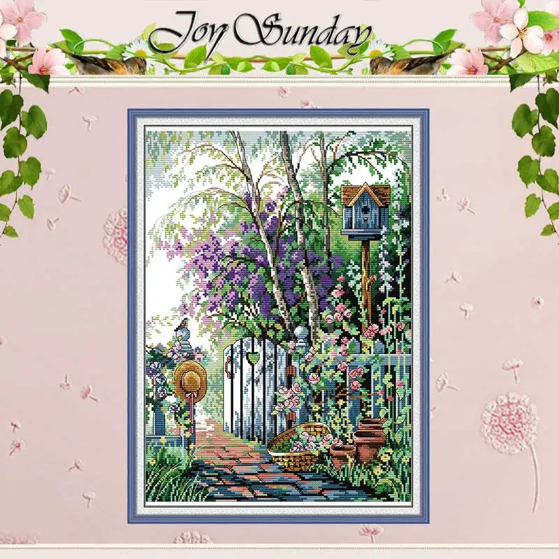 Garden Path Patterns Counted Cross Stitch Set DIY 11CT 14CT 16CT Stamped DMC Cross-stitch Kit Embroidery Needlework Home Decor