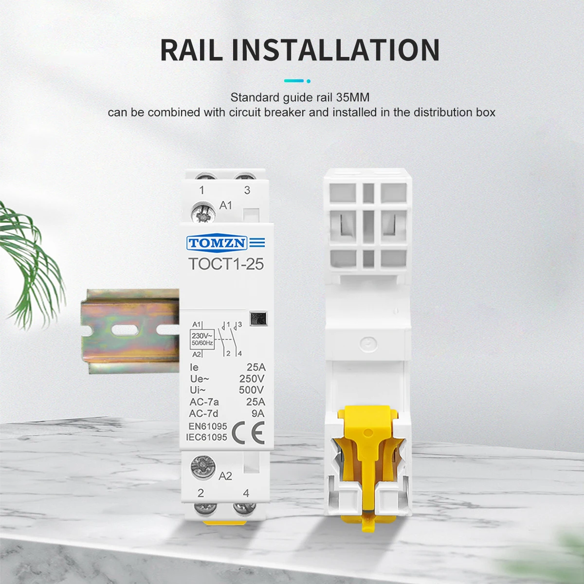 TOCT1 2P 25A 220 V/230 V 50/60 HZ Din rail Huishoudelijke ac Modulaire schakelaar 2NO 2NC of 1NO 1NC