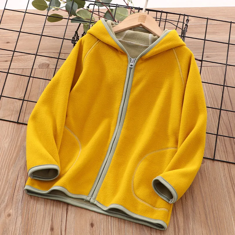 2021 JENYA Boys Girls Cute Soft Polar Fleece Hoodies Jacket For Girls  New Children Spring Autumn Outwear Teenagers Kids Coat