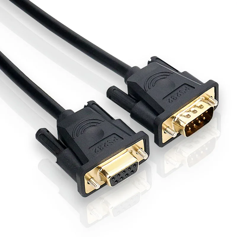 Black Straight Through DB9 RS232 Serial Cable - DB9 RS232 Serial Extension Cable - Male to Female Cable 1m 5feet/1.5m 10feet 3m