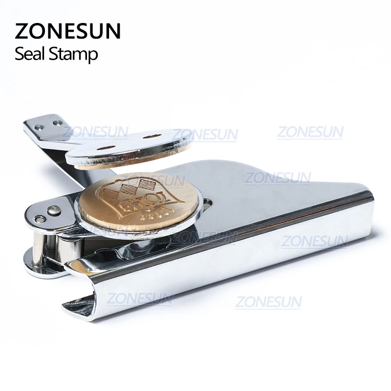 ZONESUN Design Customize Logo Embossing Seal Stainless Steel Stamp for Office Bussiness Document  and Paper Inital Name Card