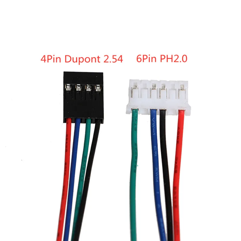 4 sztuk/partia kabel silnika krokowego 1M/2M /3M XH2.54 4pin-PH2.0 6pin Dupont do Ph2.0 dla Nema17 złącze drutu silnika krokowego