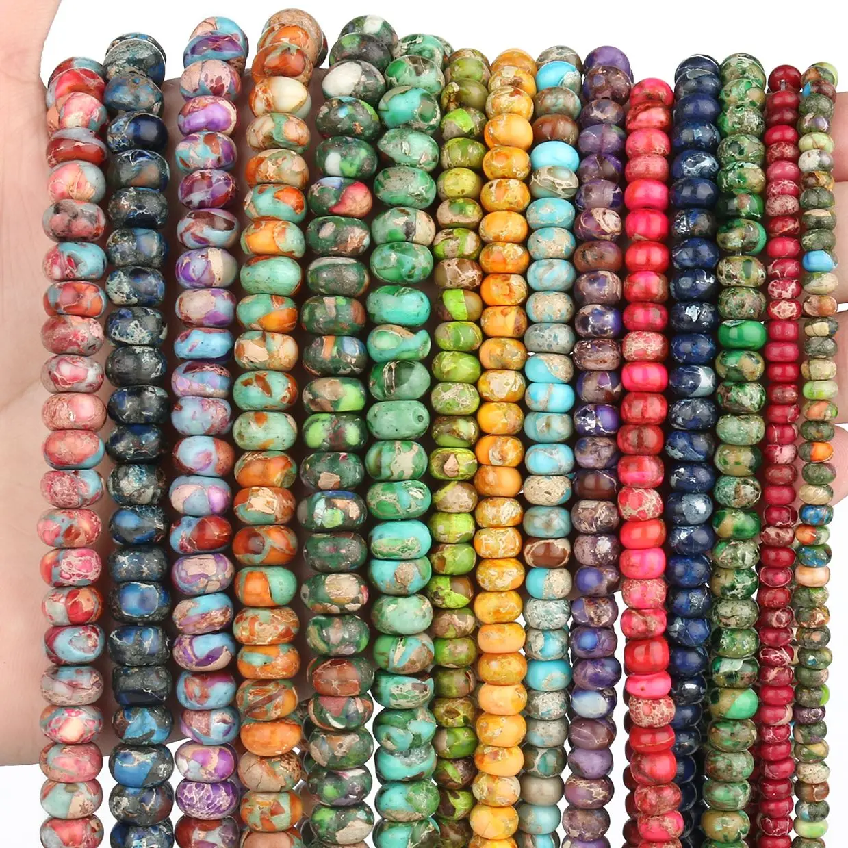 

4/6/8mm Natural Stone Sea Sediment Turquoises Colorful Imperial Jaspers Abacus Beads For Jewelry Making DIY Loose Spacer Beads