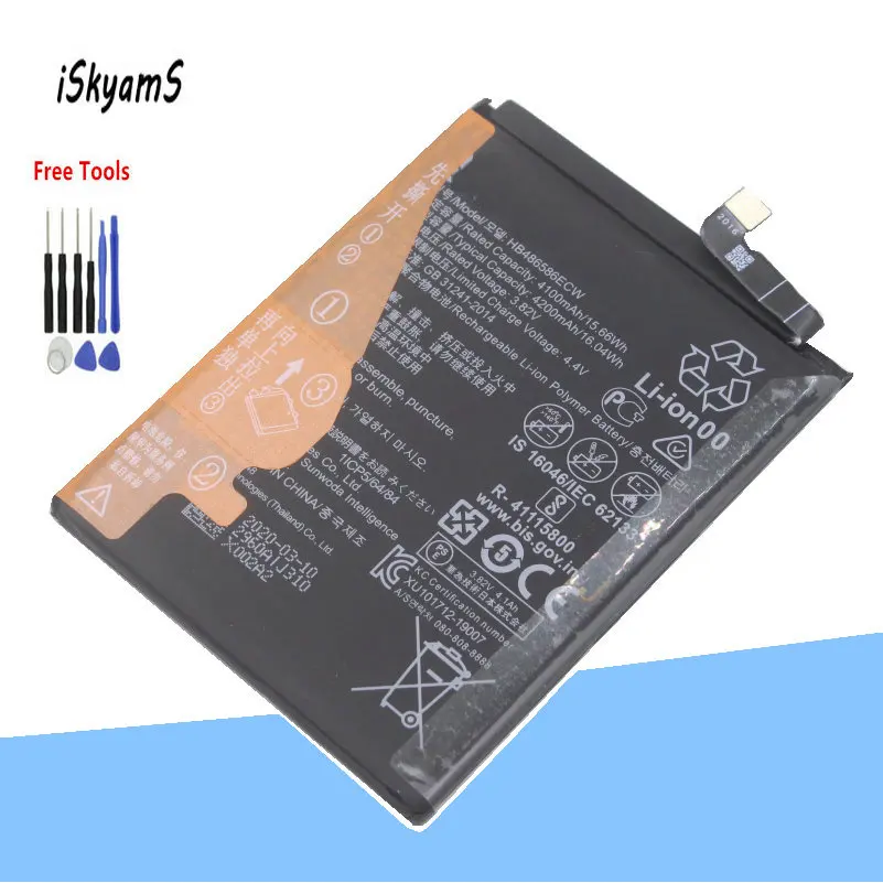 iSkyamS 1x 4100mAh HB486586ECW Replacement Battery For Huawei mate 30 pro honor 8 P9 Nova 2 plus honor 9 Nova battery +Tool