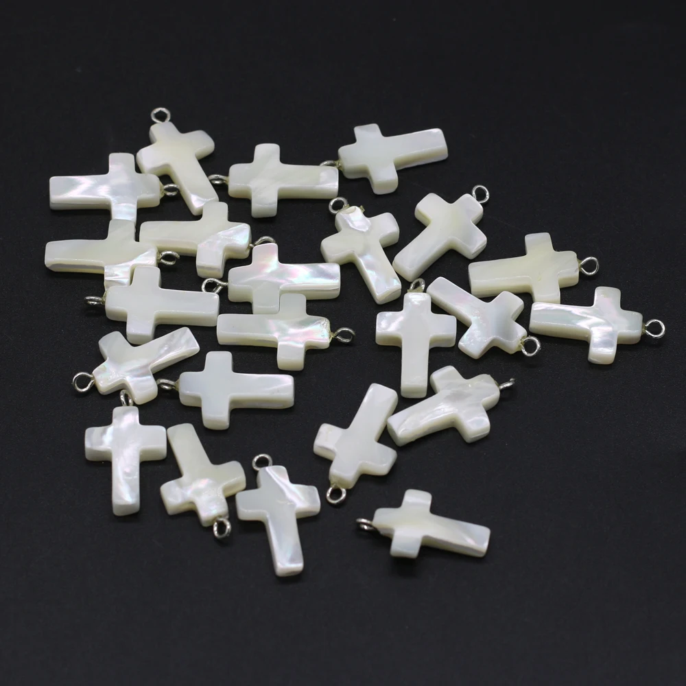 5Pcs White Natural Mother of Pearl Shell Cross Charms Pendants for DIY Making Earring Necklace Jewelry Findings Accessories