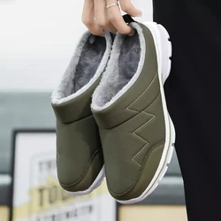 Men Slippers Winter Warm Plush Home Indoor Couple Slippers WaterProof Soft Comfort Winter Shoes Men Footwear Large Size 36-46