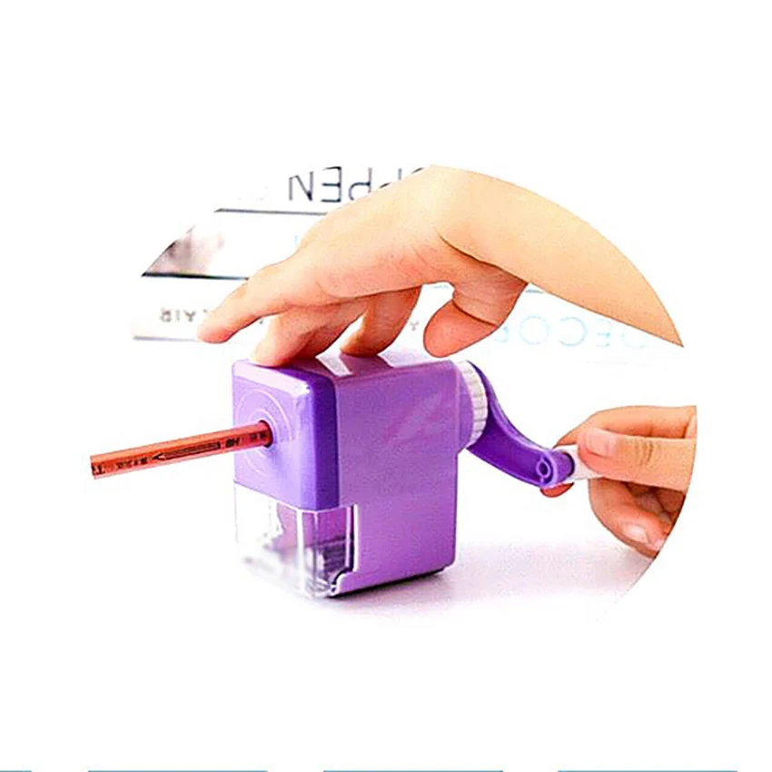 1PC พลาสติกมือ Crank ดินสอ Sharpener Creative ด้วยตนเอง Mechanical Sharpeners สำหรับ Office Office Sharpener เครื่องเขียน7.5*5ซม.