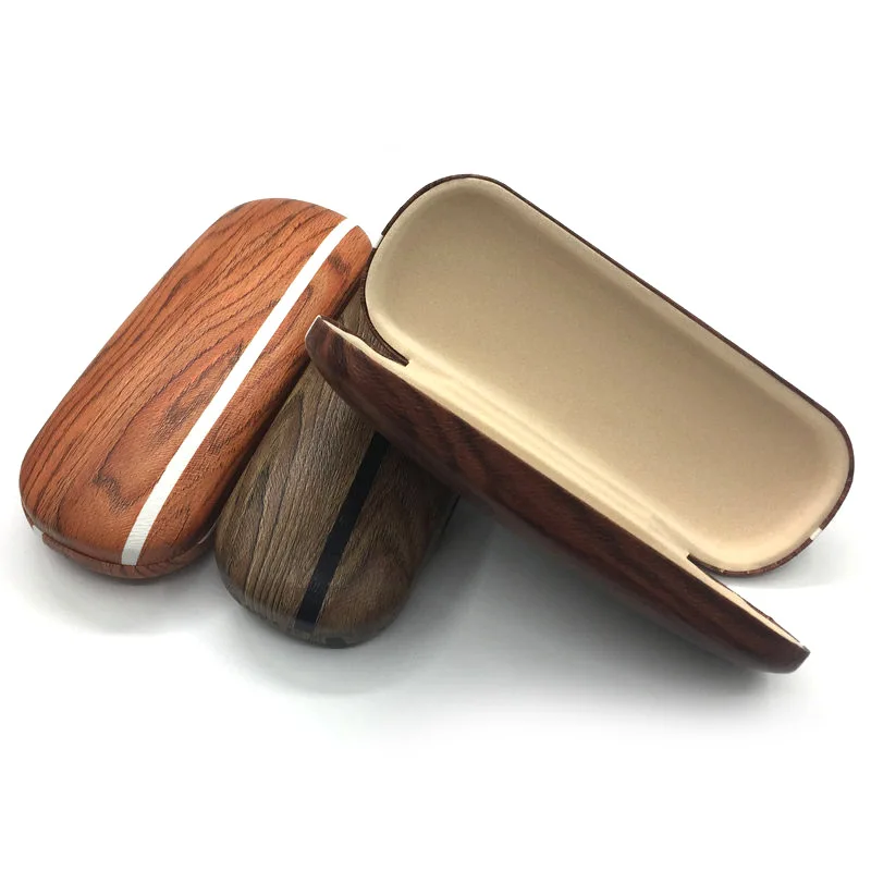 Portable Glasses Case Hard Wooden Grain Spectacle Frame Box Reading Glasses Sunglasses Holder Storage Case JAN88