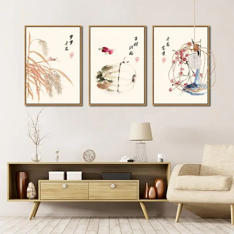 Chinese Style Retro Traditional Flower And Bird Living Room Study Low-key Simple Decorative Painting