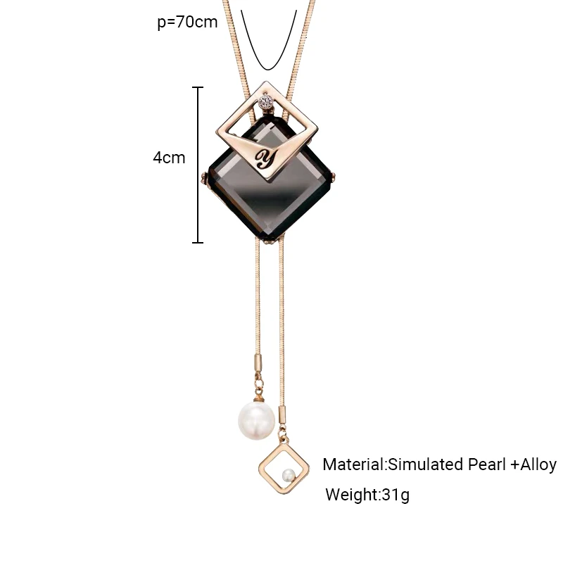 Crystal Geometric Necklaces & Pendants For Women Collier Femme Fashion Long Statement Necklace Accessories Sweater Chain Jewelry