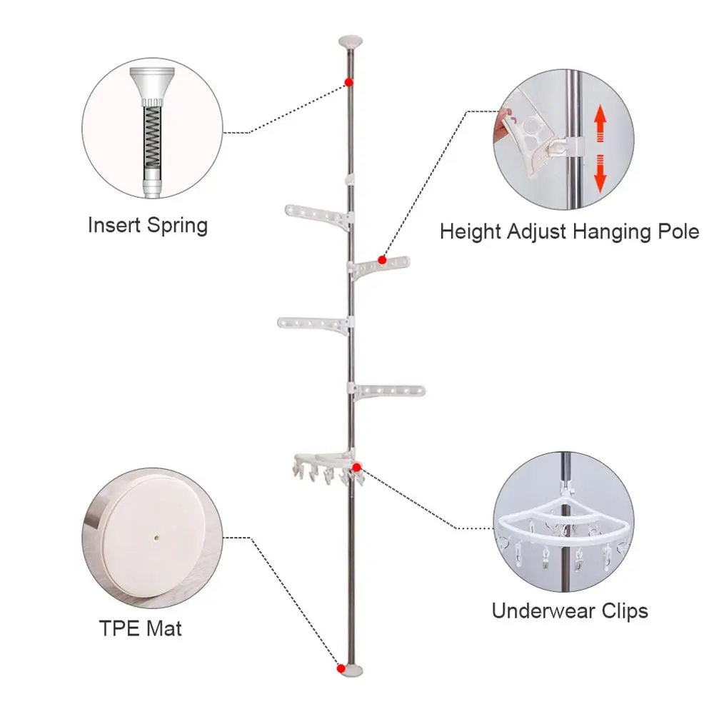 Wieszak na płaszcze narożne wieszak na ubrania wieszak na ubrania wieszak na wieszaki klipsy regulowane stojące ubrania stojąca suszarka na pranie