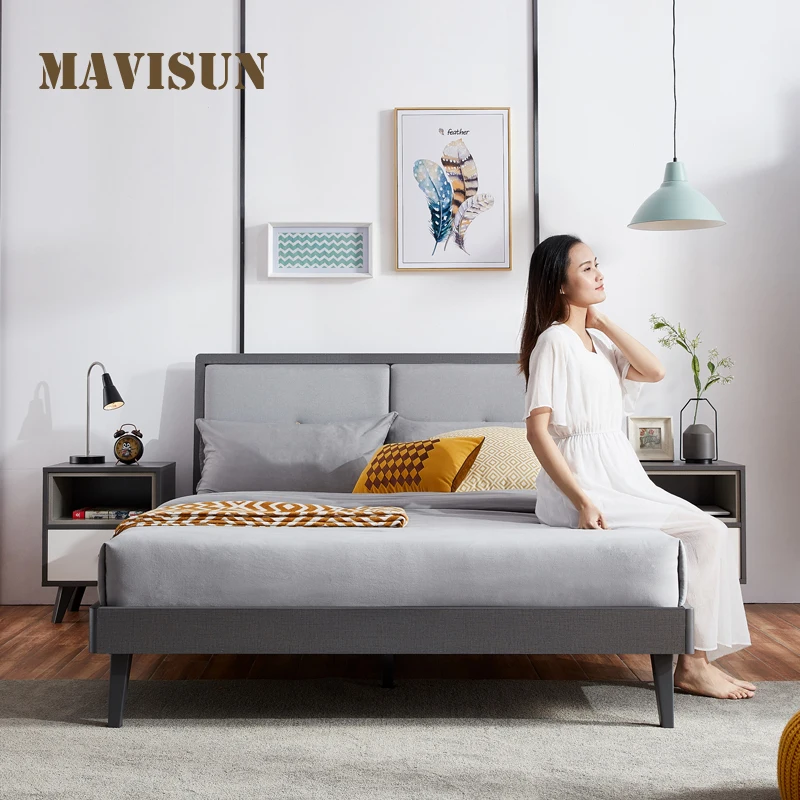 Conjunto de muebles de lujo para el hogar, cama de estilo europeo Simple de madera maciza de 1,2 m, estilo nórdico, pequeño apartamento, cama doble