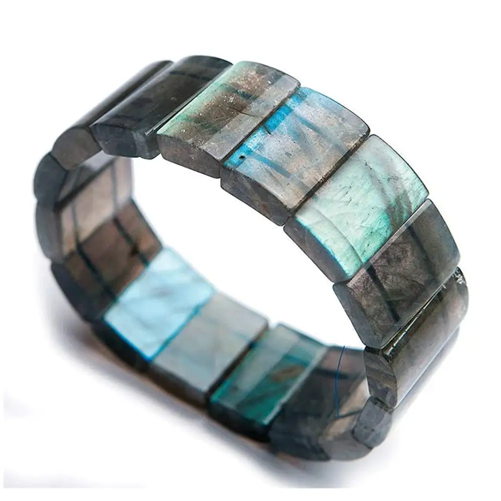 22x14mm Top Natural Blue Light Labradorite Crystal Bracelet For Women Men Stretch Birthday Gift Beads Stone Bangle Jewelry AAAAA