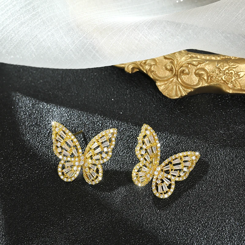 Серьги HUAMI из серебра 925 пробы, Изысканные ажурные серьги-бабочки, женские серьги, отправка сестры, вечерние серьги, тренд 2021