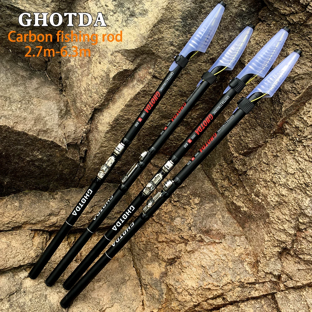 

GHOTDA High Carbon 2.7M 3.6M 4.5M 5.4M 6.3M Fishing Rod Spinning Portable Telescopic Spinning Rod Ultralight Rock Fishing Rod