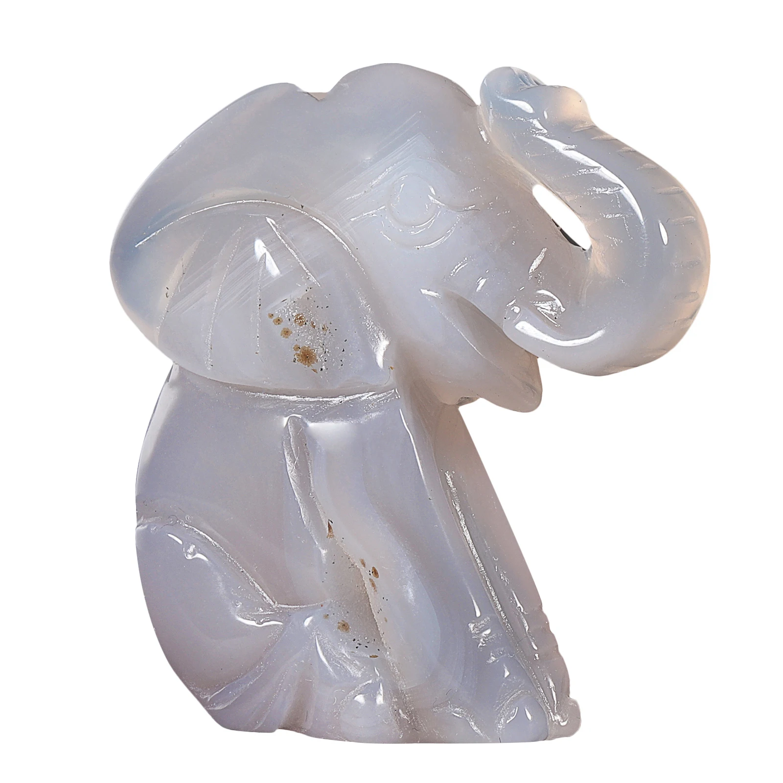 TUMBEELLUWA Natural Agate Stone Elephant Figurine Statue Hand Carved Crystal Sculpture Art Crafts For Home Office Decoration