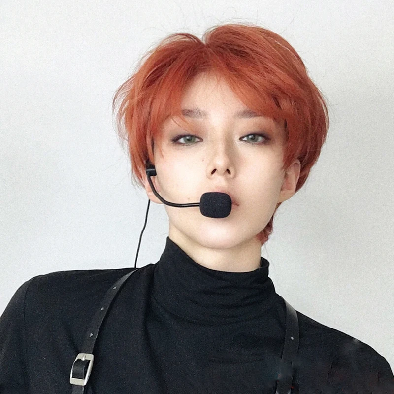 AILIADE Christmas Short wigs Men Boys Girl Orange Red Synthetic Wig for Daily Heat Resistant Party Anime Cosplay Costume Wig